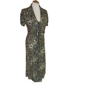 Vtg 90s Paisley and leopard maxi dress